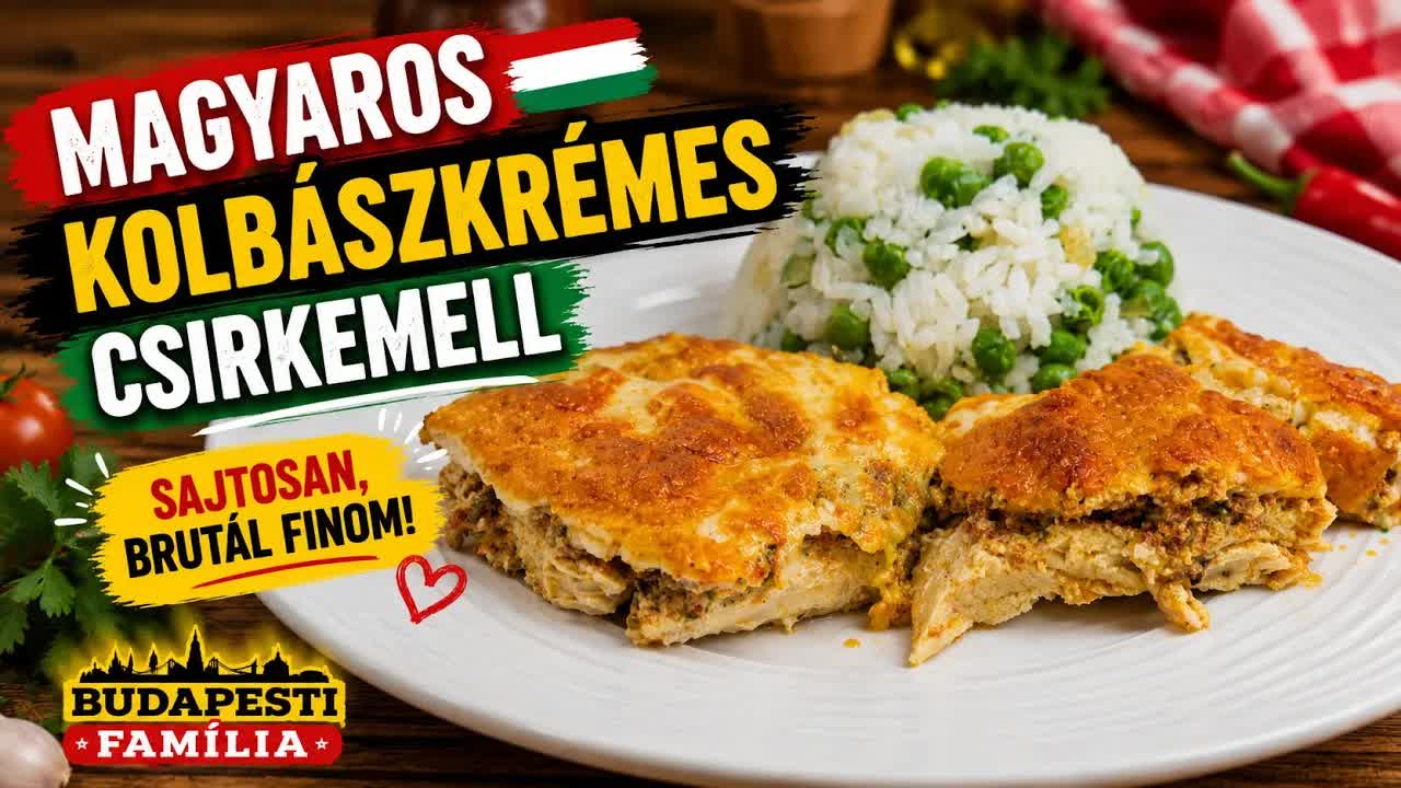 Sajtos kolbászkrémes csirkemell recept