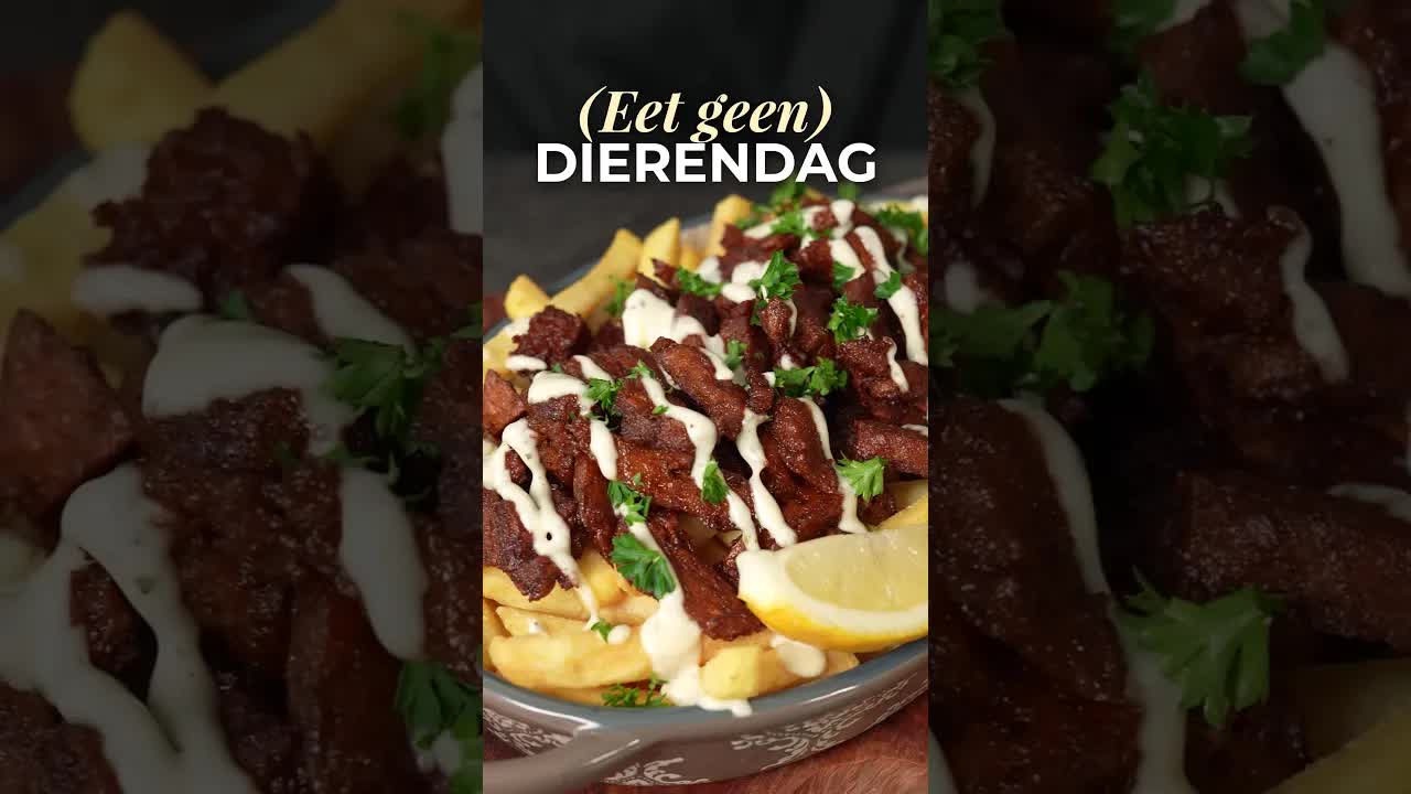 Plantaardige Loaded Fries voor Eet Geen Dierendag
