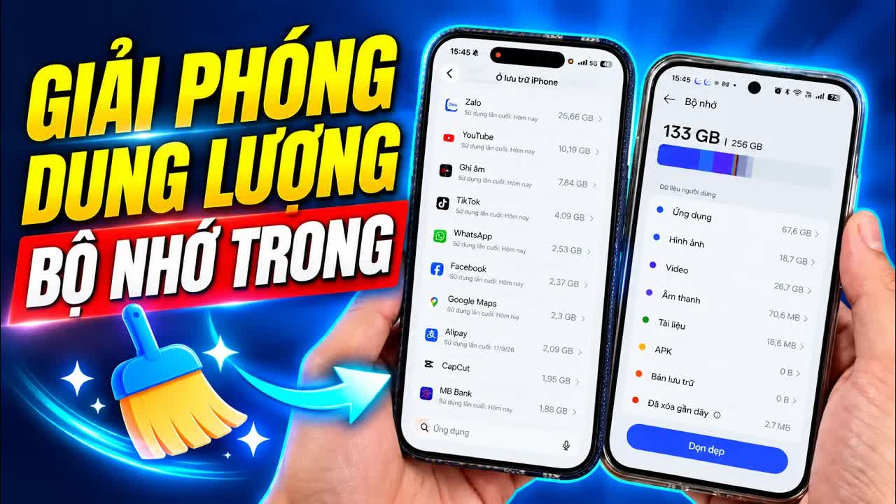 Cách giải phóng bộ nhớ điện thoại Android và iPhone