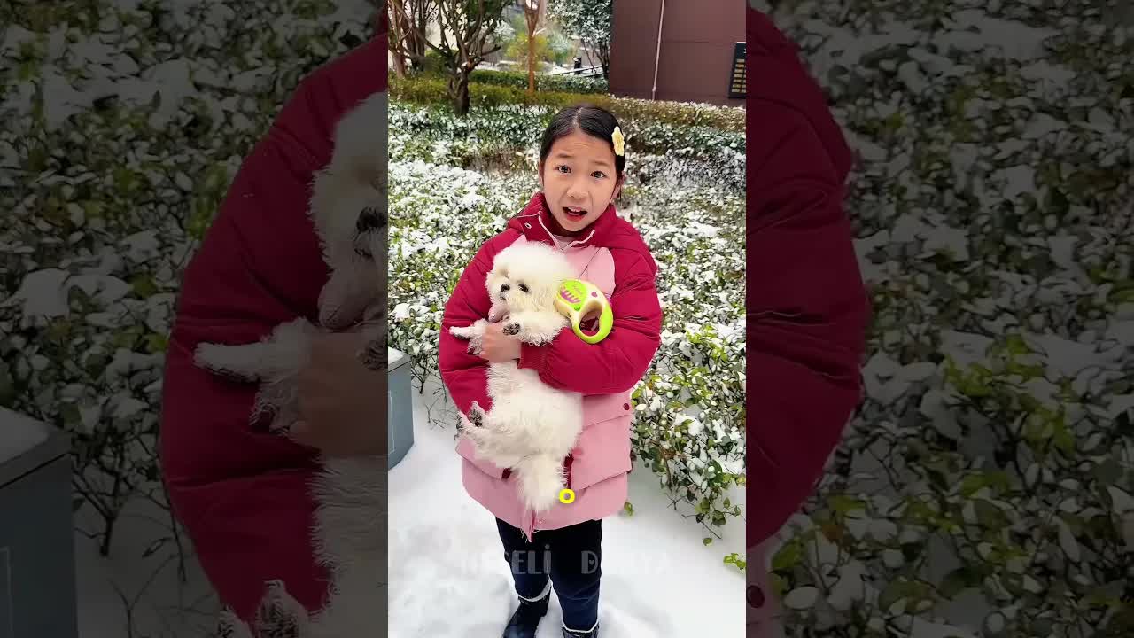 Baba ve Kız Kediyi Karın İçinde Buluyor