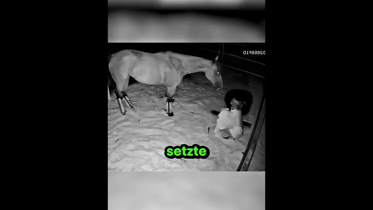 Ein erschöpftes Pferd findet Sicherheit bei seiner Besitzerin