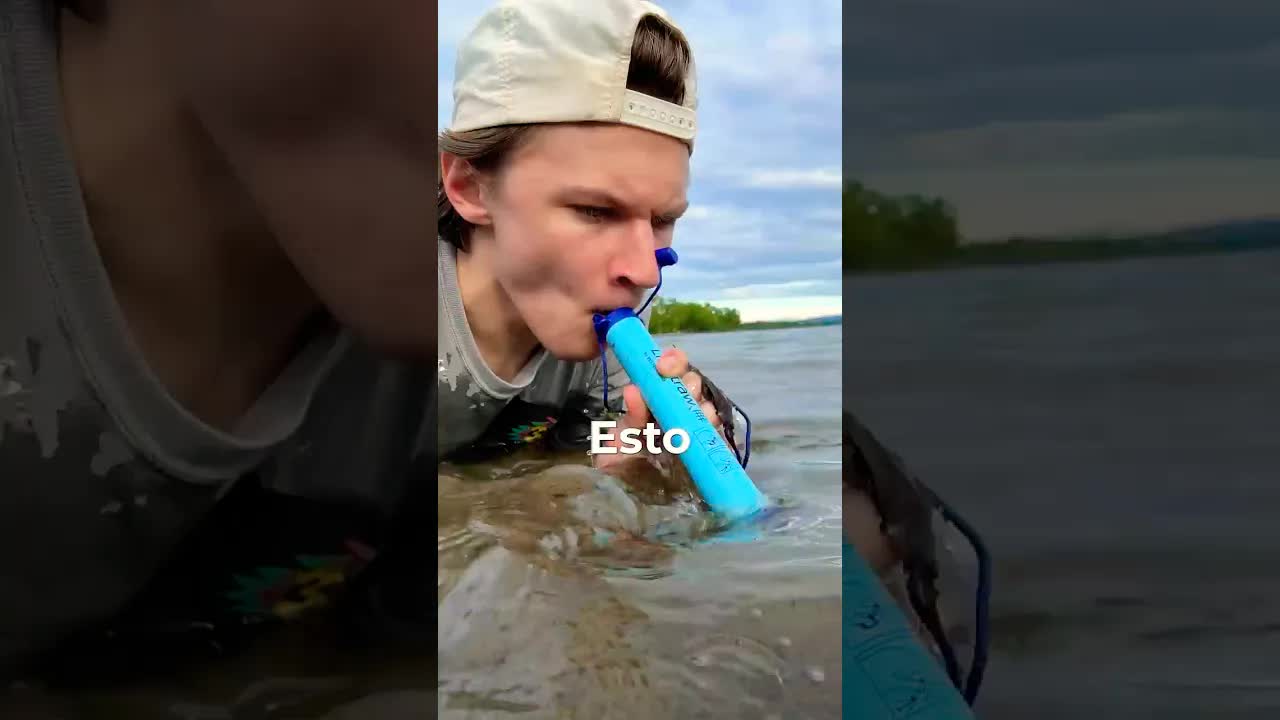 Probando la LifeStraw en agua contaminada