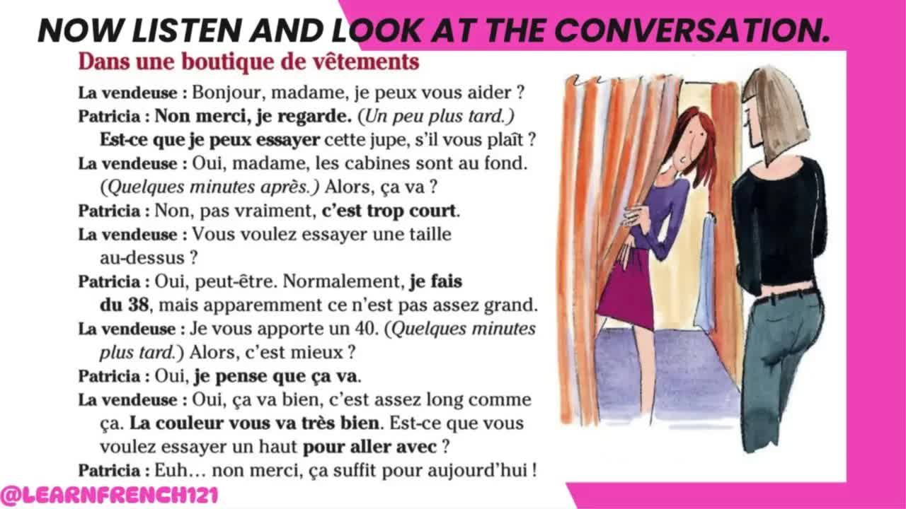 Conversation : Essayer une jupe en boutique