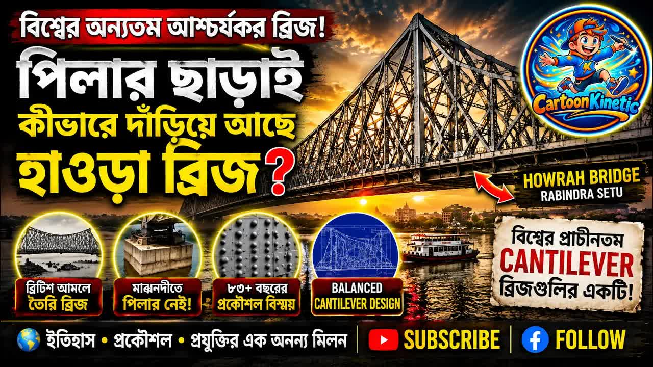 হাওড়া ব্রিজ: মাঝ নদীতে পিলার ছাড়া ইঞ্জিনিয়ারিং অসাধারণ