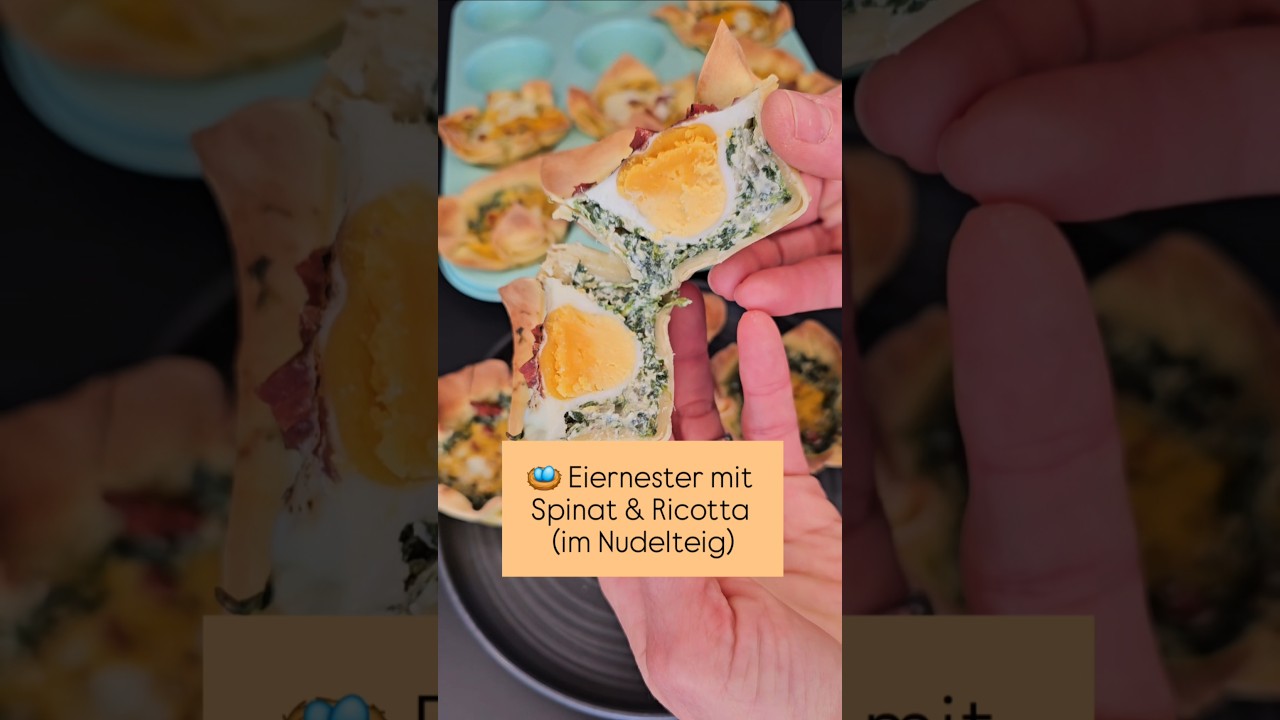 Eiernester mit Spinat und Ricotta backen