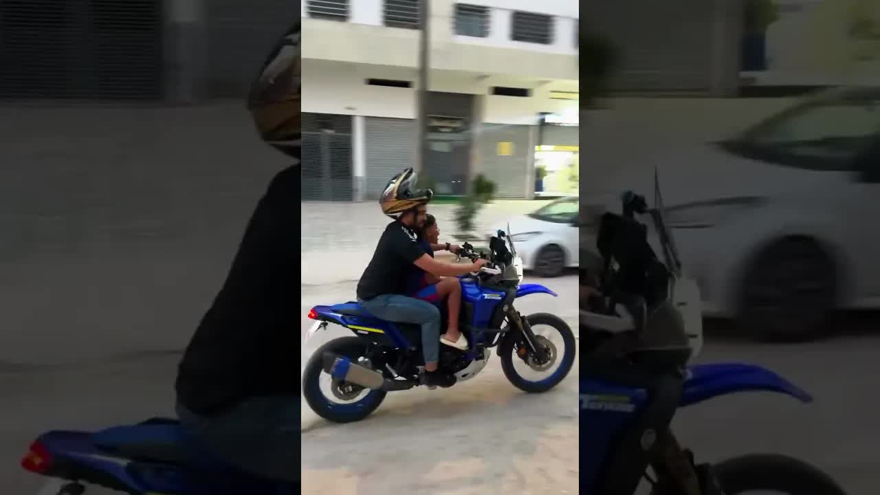 ولدي يونس يجرب موطور كبير لأول مرة