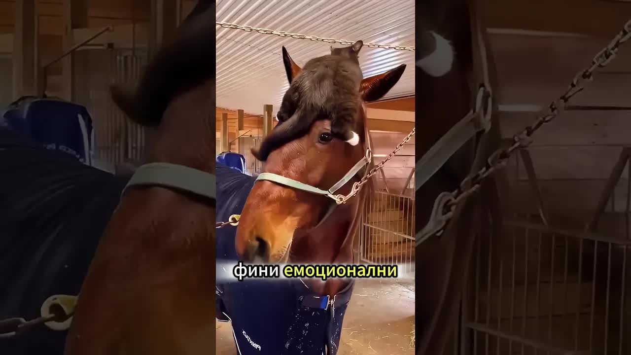 Любовта на коня към малкото коте
