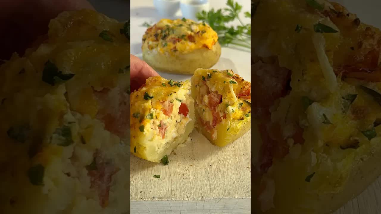 Batatas recheadas com ovo e queijo