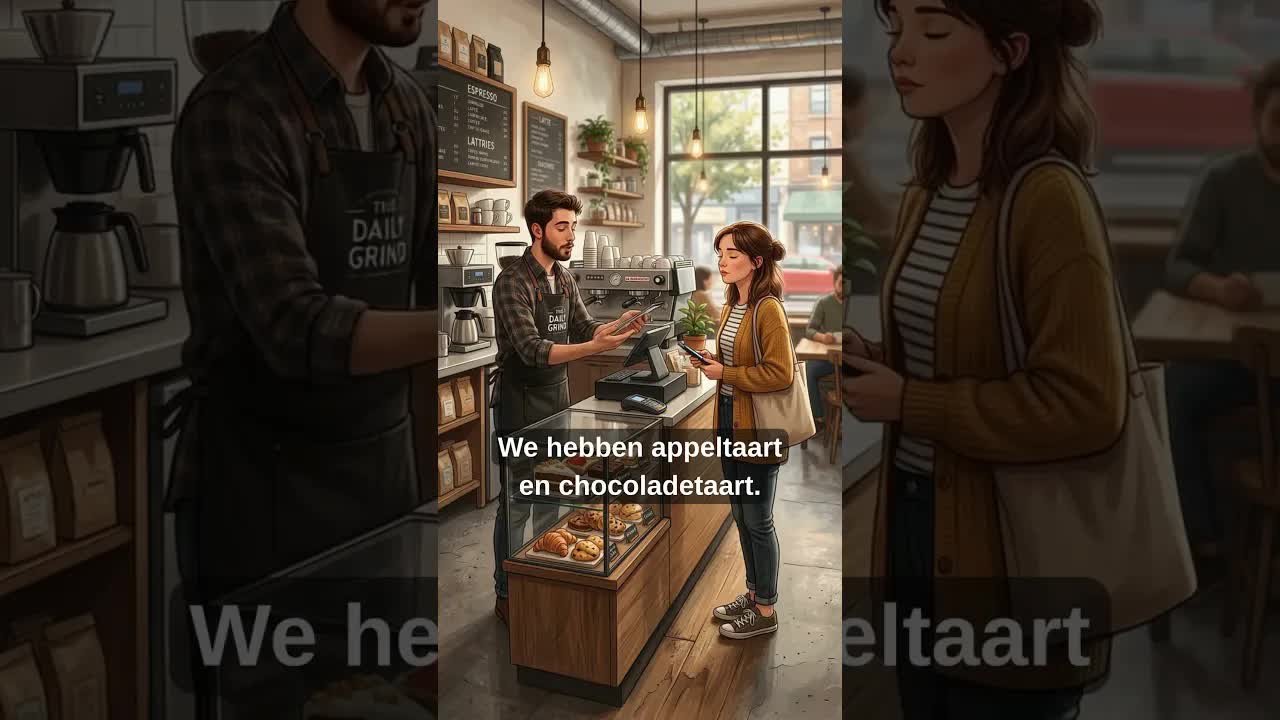Koffie en appeltaart bestellen in een café