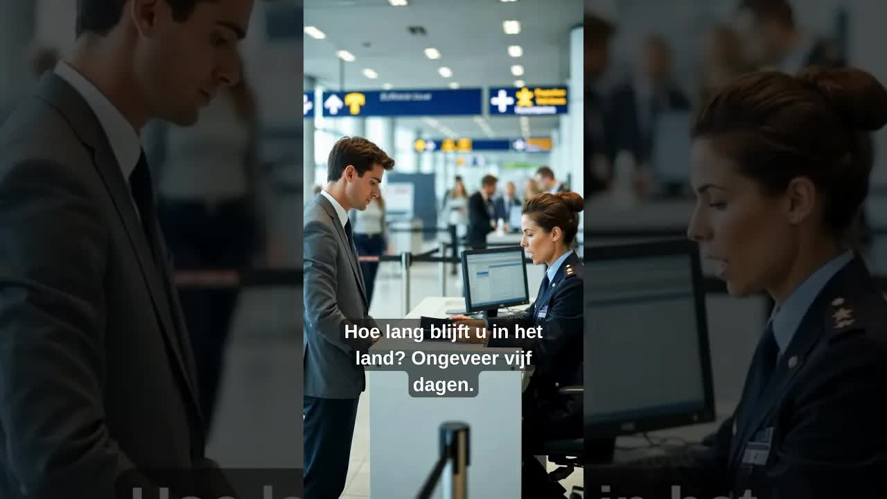 Gesprek bij de paspoortcontrole op de luchthaven