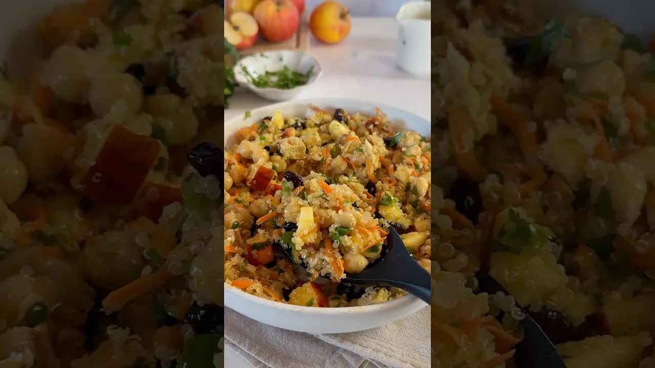 Receita de salada completa com quinoa e grão