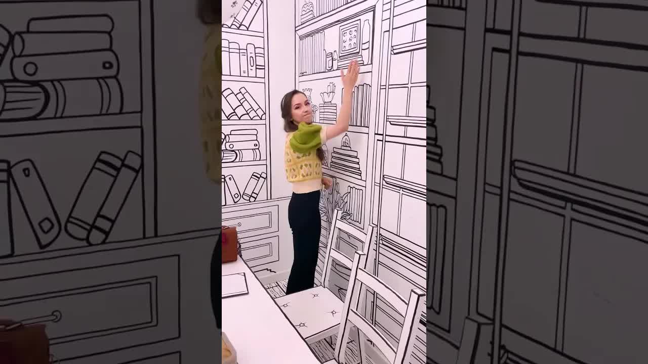 Odwiedziny w czarno-białej kawiarni 2D