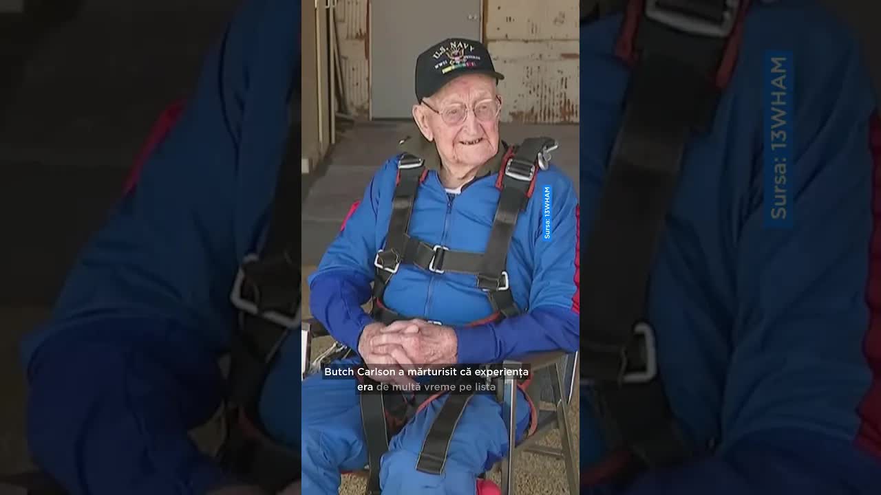 Veteranul de 105 ani sare cu parașuta la aniversare