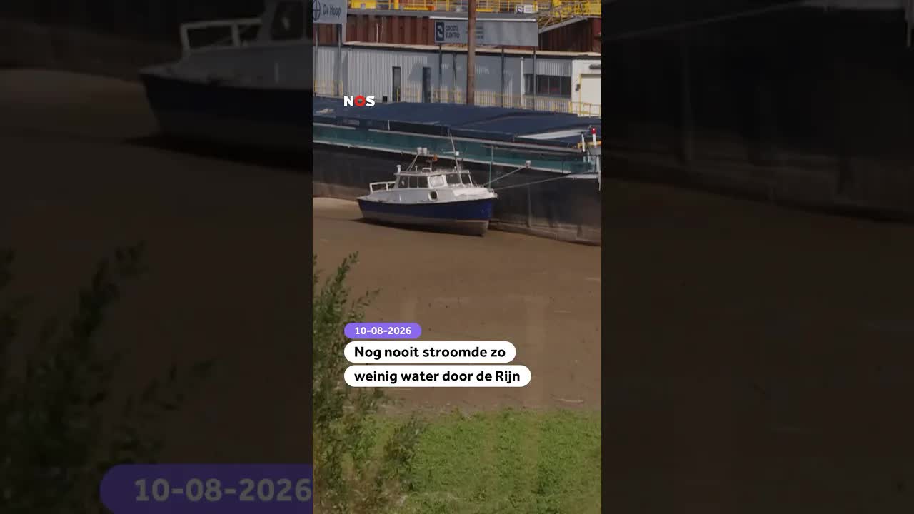 Zeer laag water in de Rijn door droogte