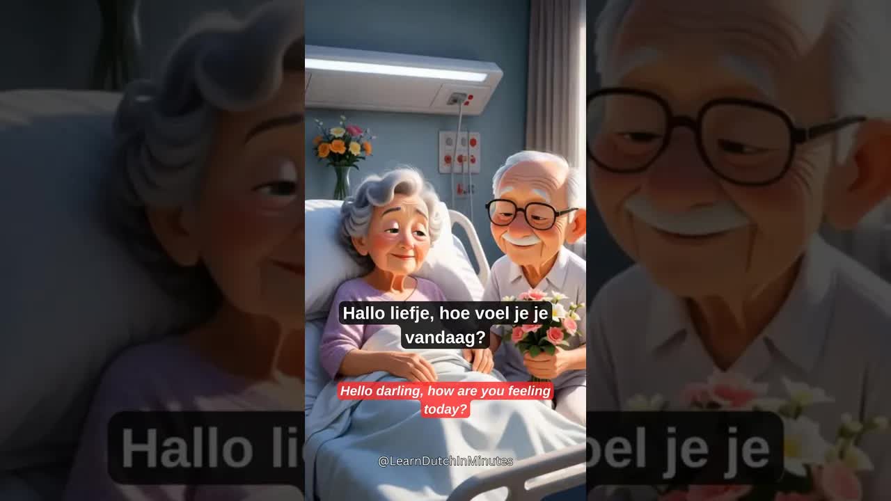 Oma bezoekt in het ziekenhuis