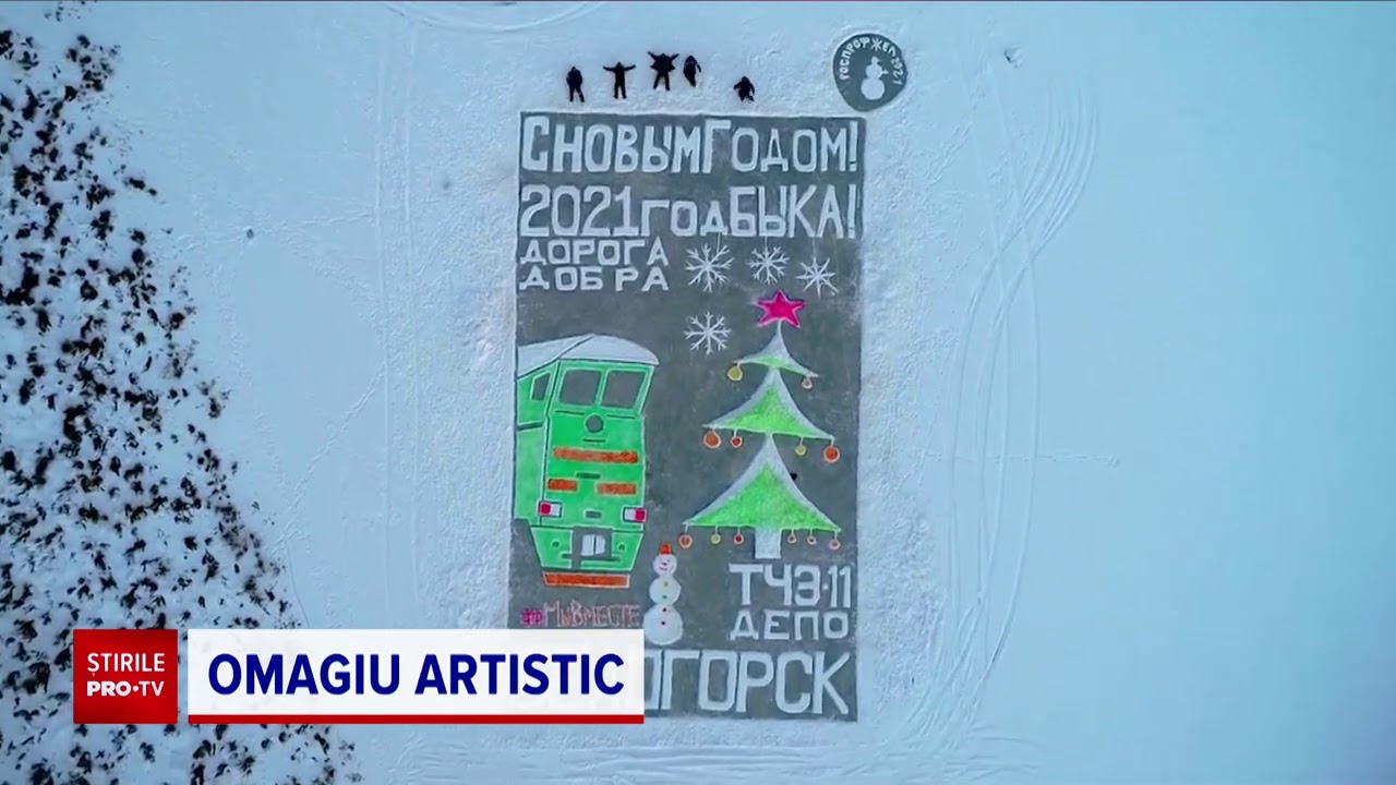 Artist omagiat cu desene pe zăpadă în Extremul Orient Rus