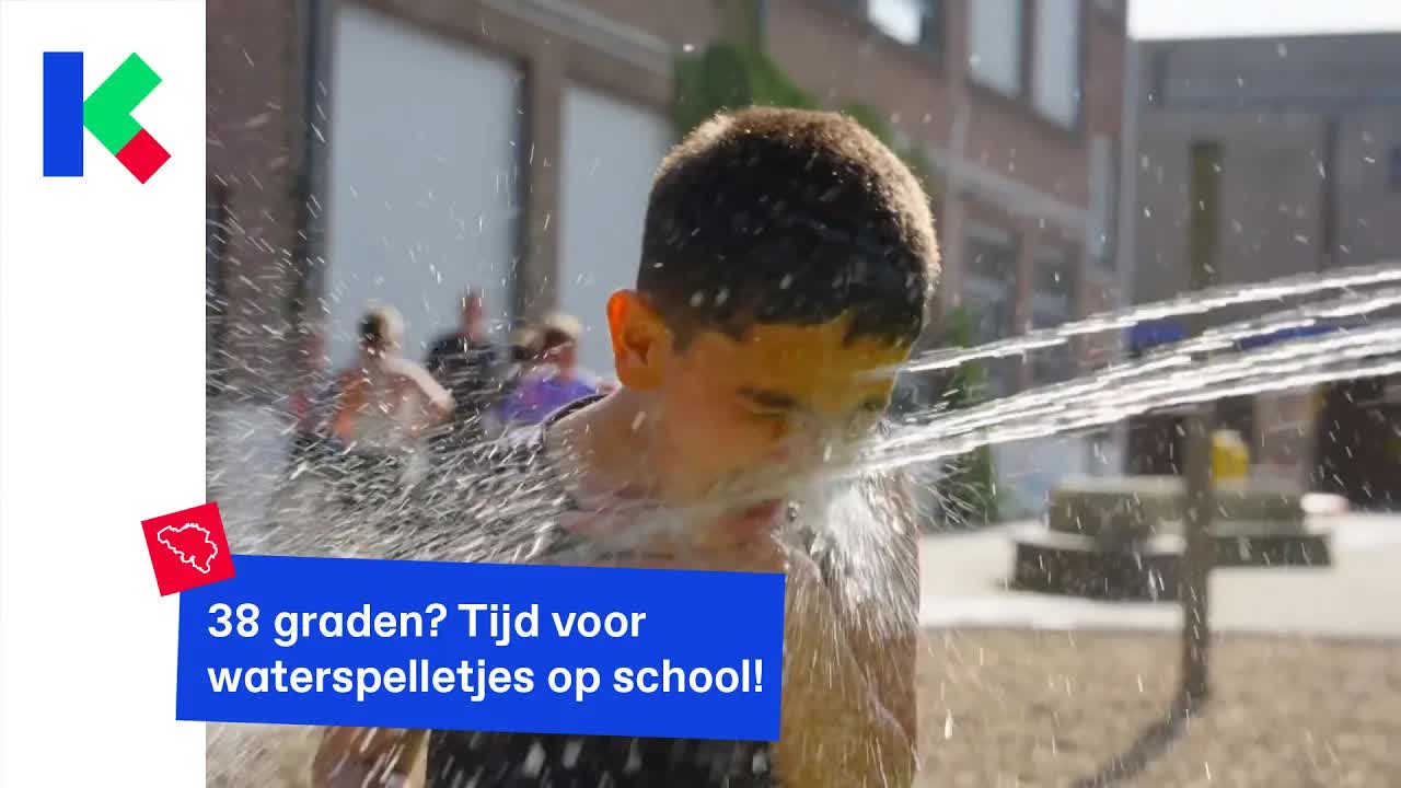 Waterspelletjes op school bij 38 graden