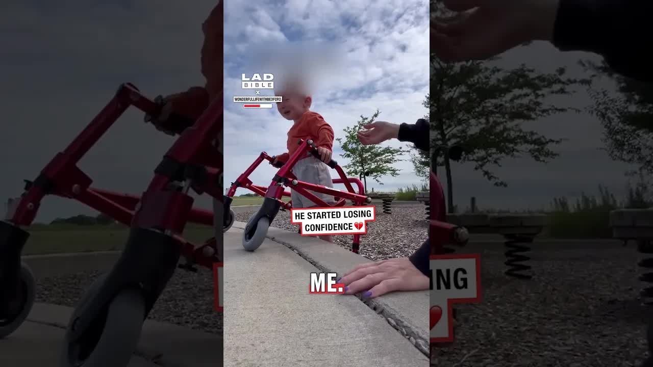 Encouraging A Little Boy At The Playground