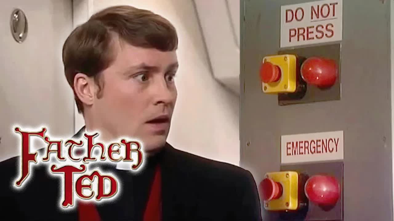 Dougal presses the red button on the plane