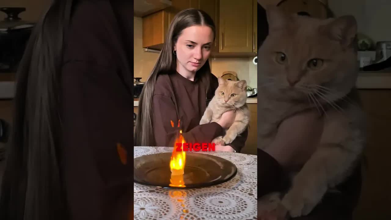 Sie nahm ihrer Katze die Angst vor Feuer