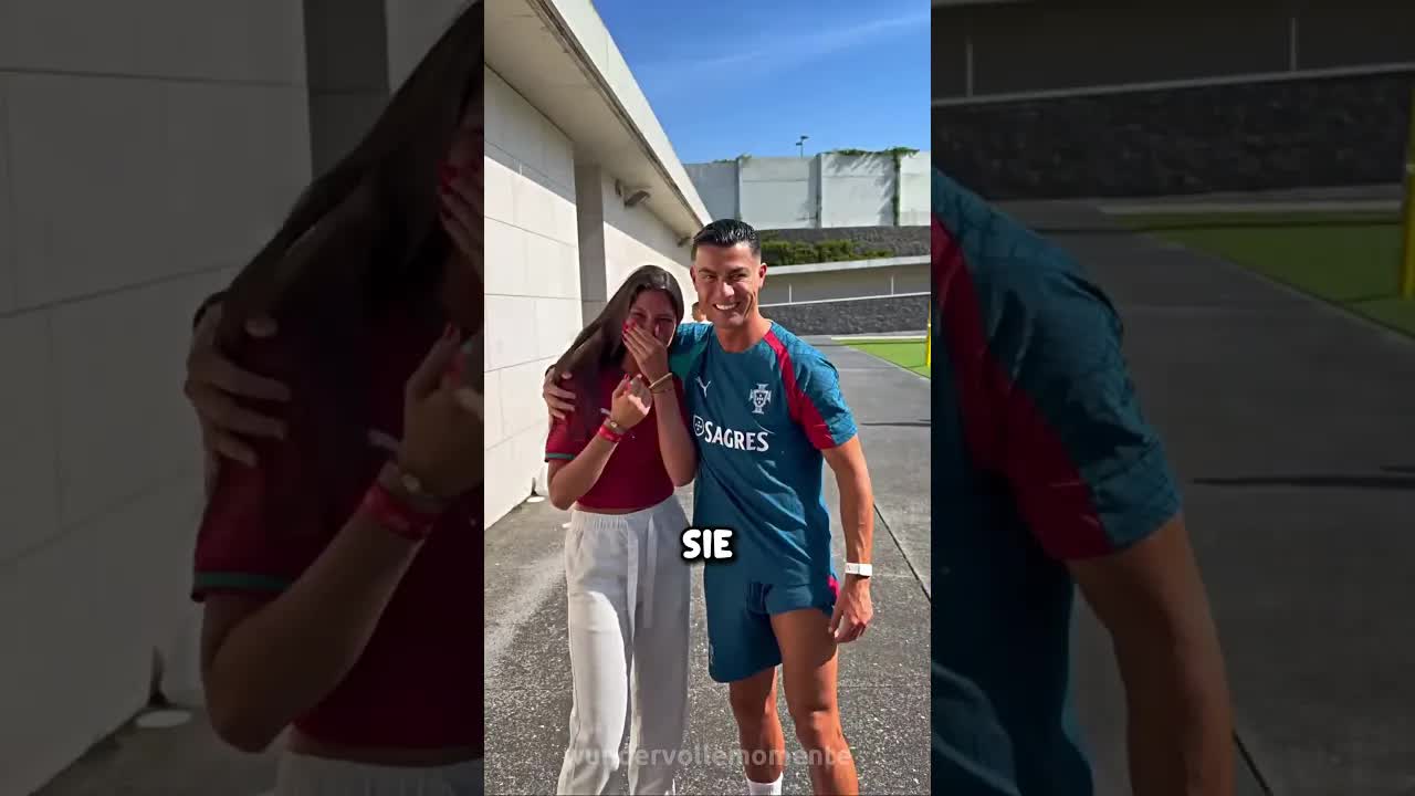 Ein Mädchen trifft ihren Idol Cristiano Ronaldo