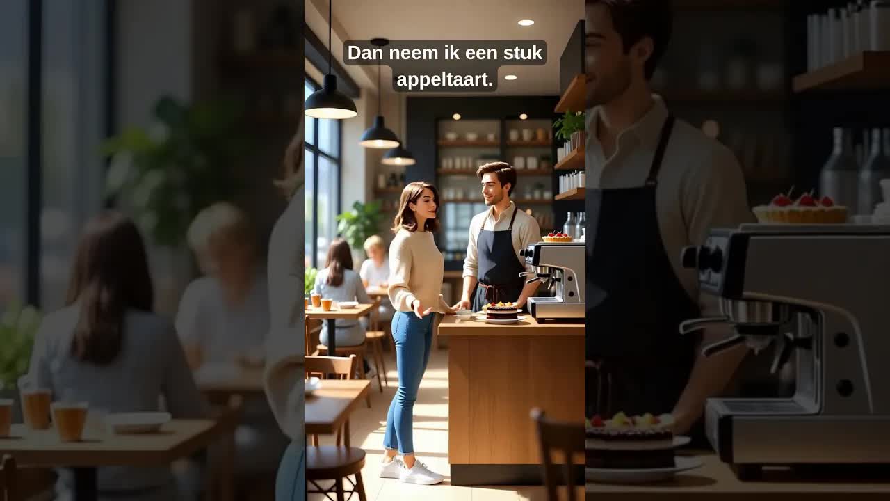 Koffie en appeltaart bestellen in het café