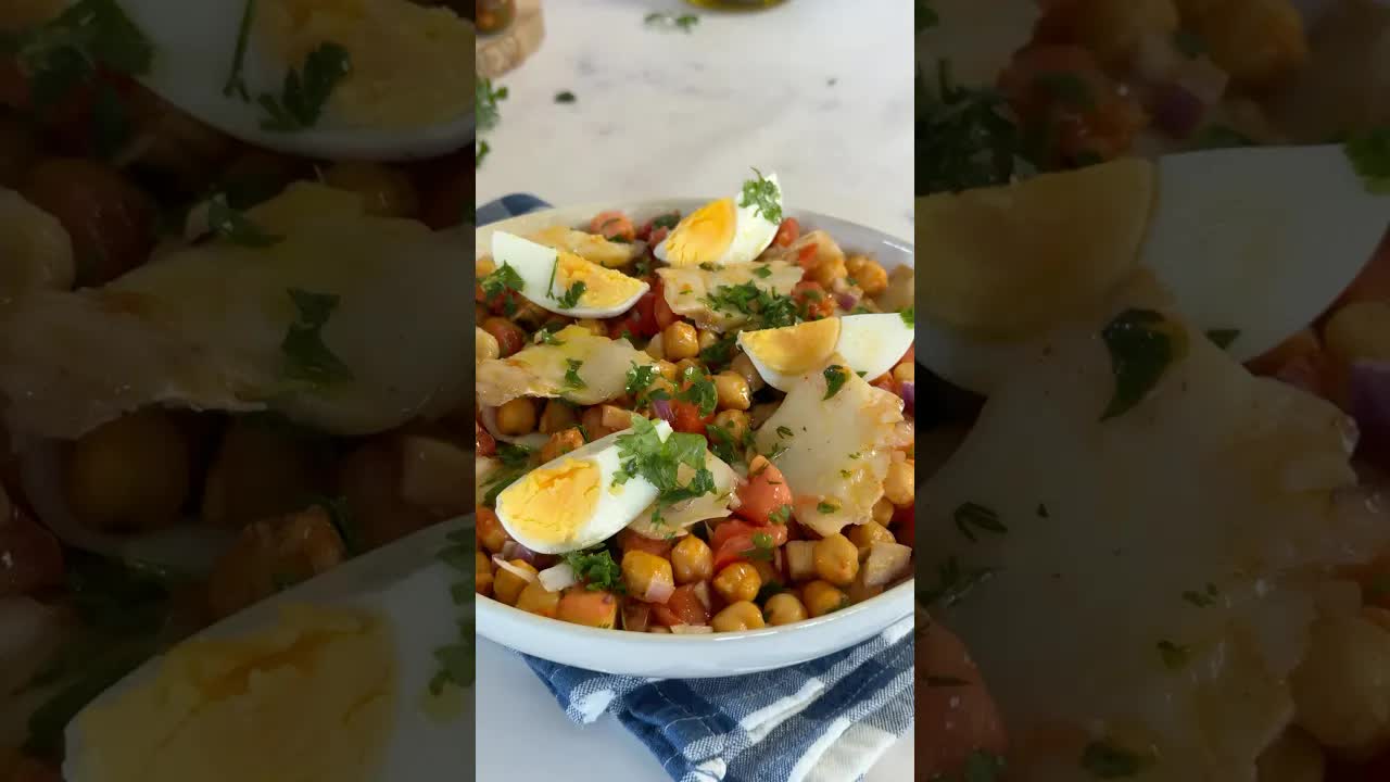 Salada de Grão com Bacalhau Crocante