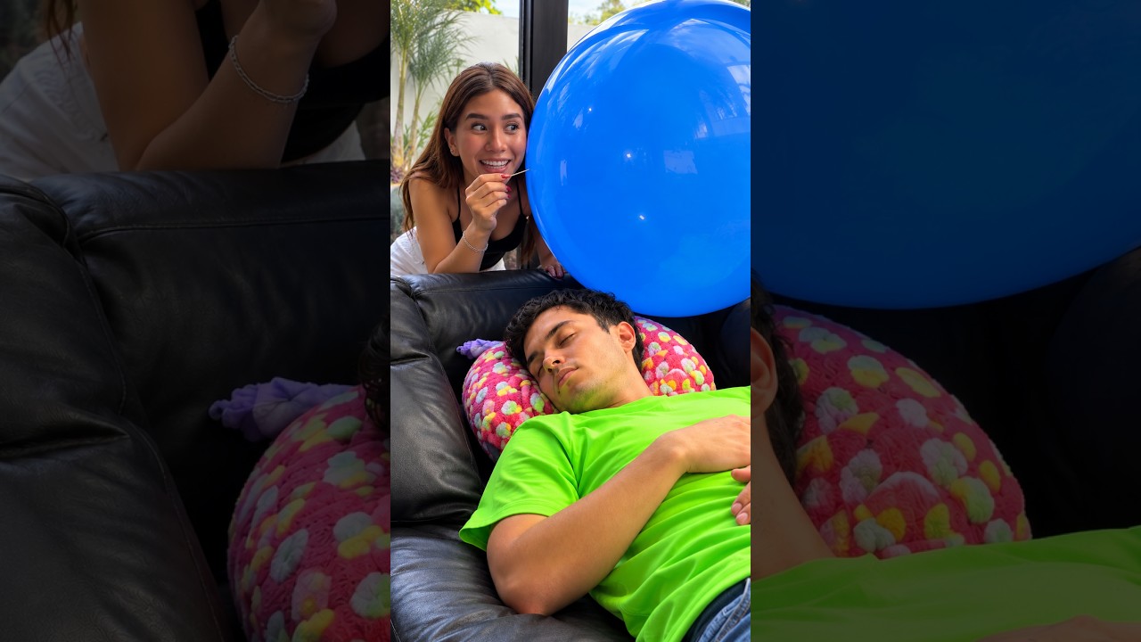 Probando si globos gigantes despiertan a mi novio