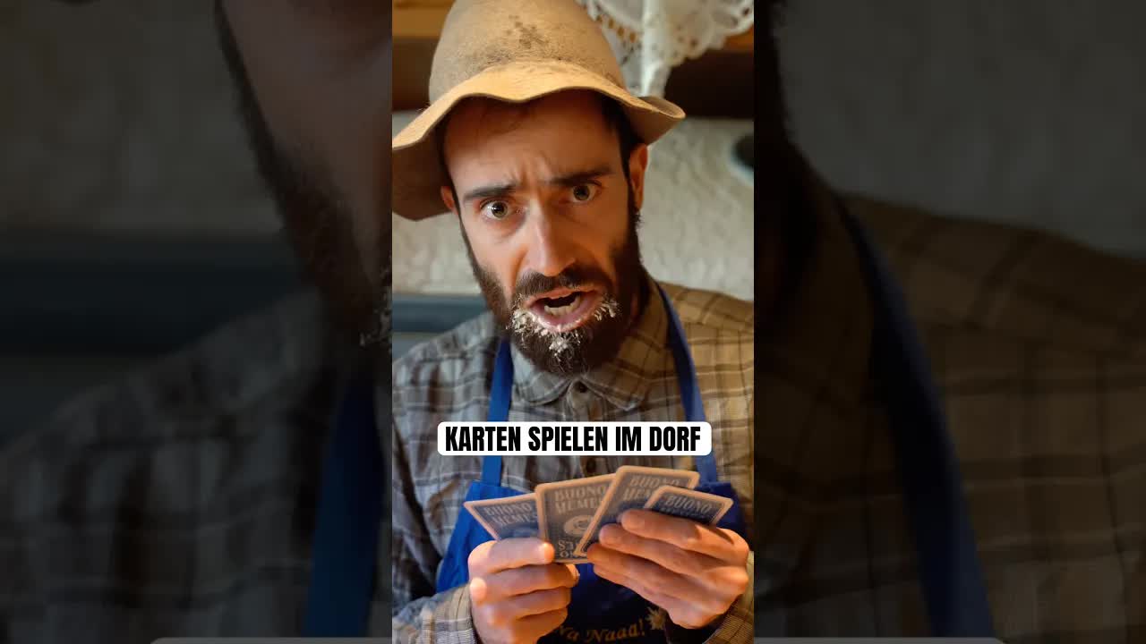 Kartenspielen im Dorf mit Opa und Dialekt