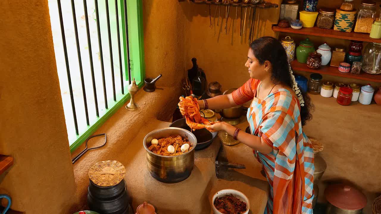 கஞ்சி சமைத்து சாப்பிடும் காட்சி