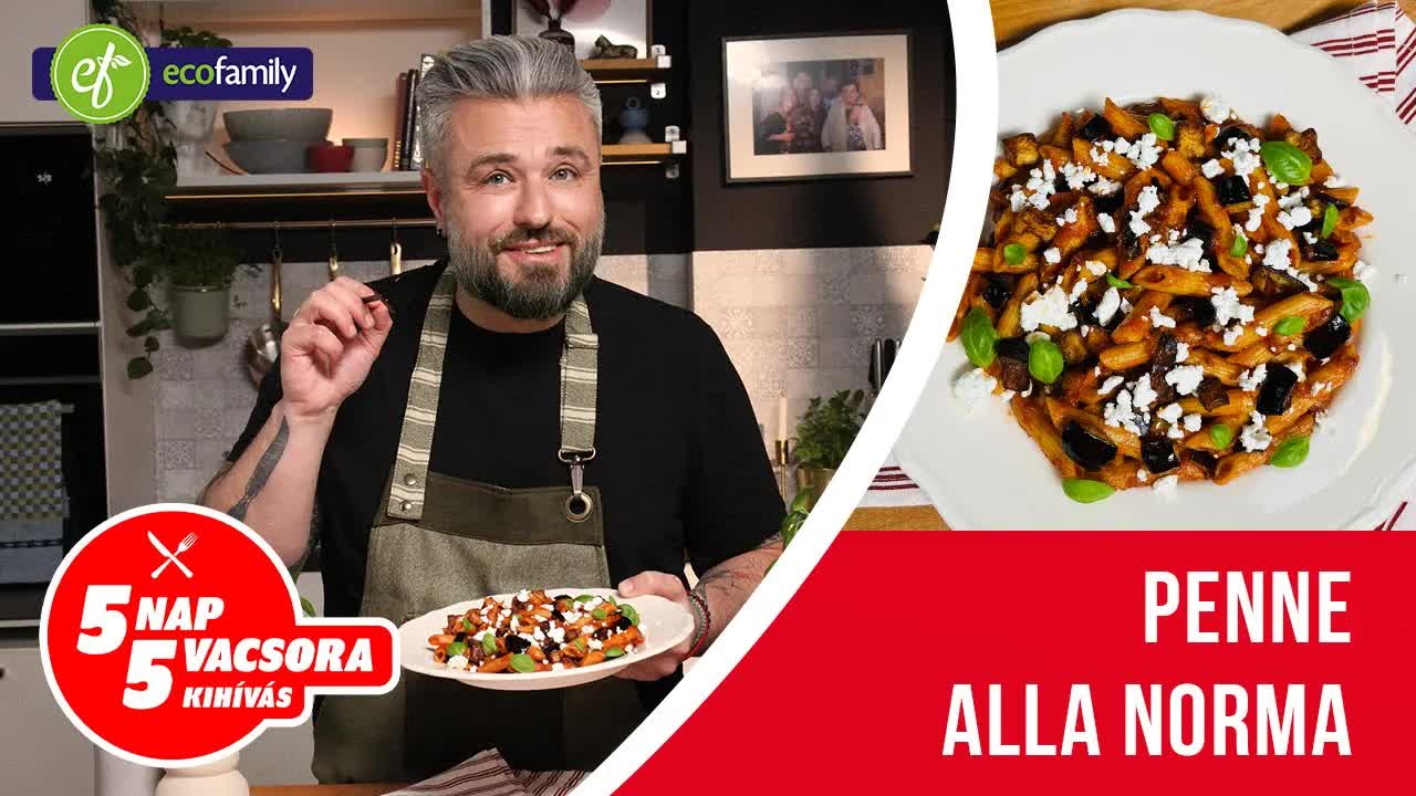 Penne alla Norma rögös túróval