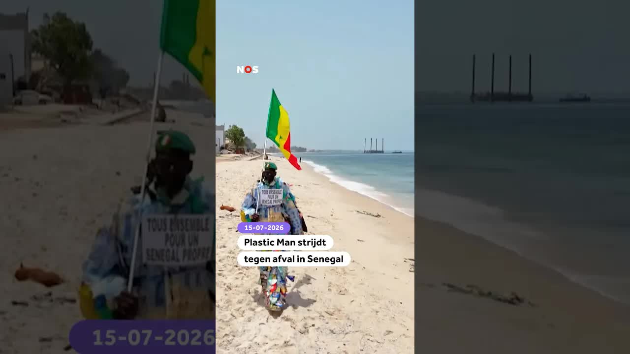Plasticman in Senegal tegen plasticvervuiling