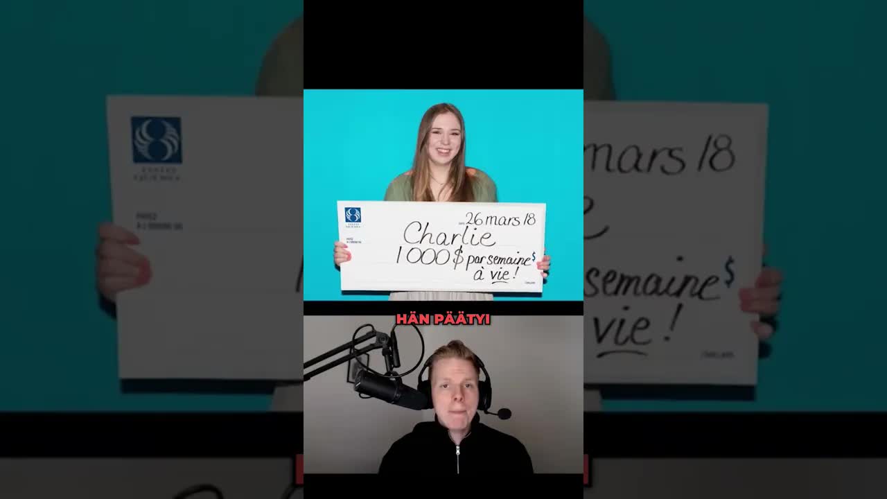 Lotovoittaja Charli Carde ja miljoonapalkinto