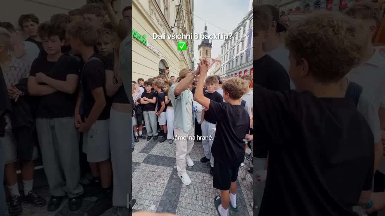Přátelé zkoušejí backflip s krytem na mobil