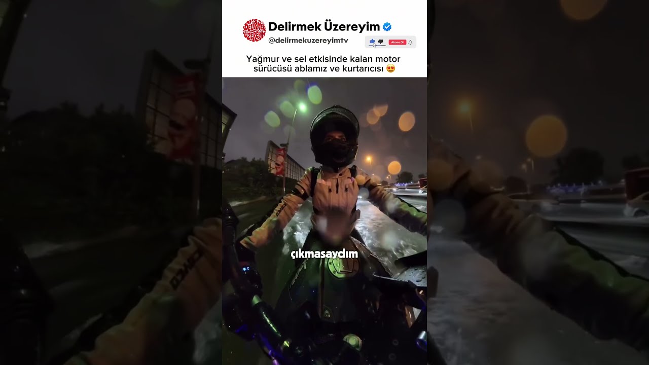 Sel Sularında Kalmış Kadın ve Motorcu Yardımı