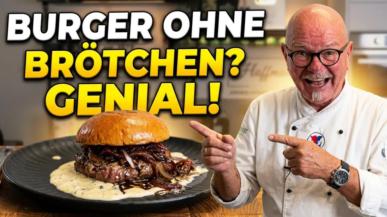 Burger ohne Brötchen mit weißer Pfeffersoße
