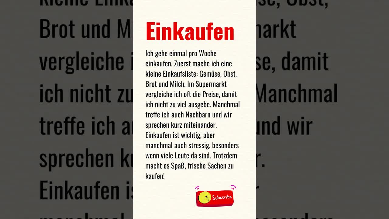 Einkaufen im Supermarkt: Ein einfacher Text