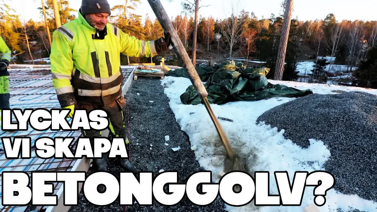 Gjutning av betonggolv och husbygget fortsätter