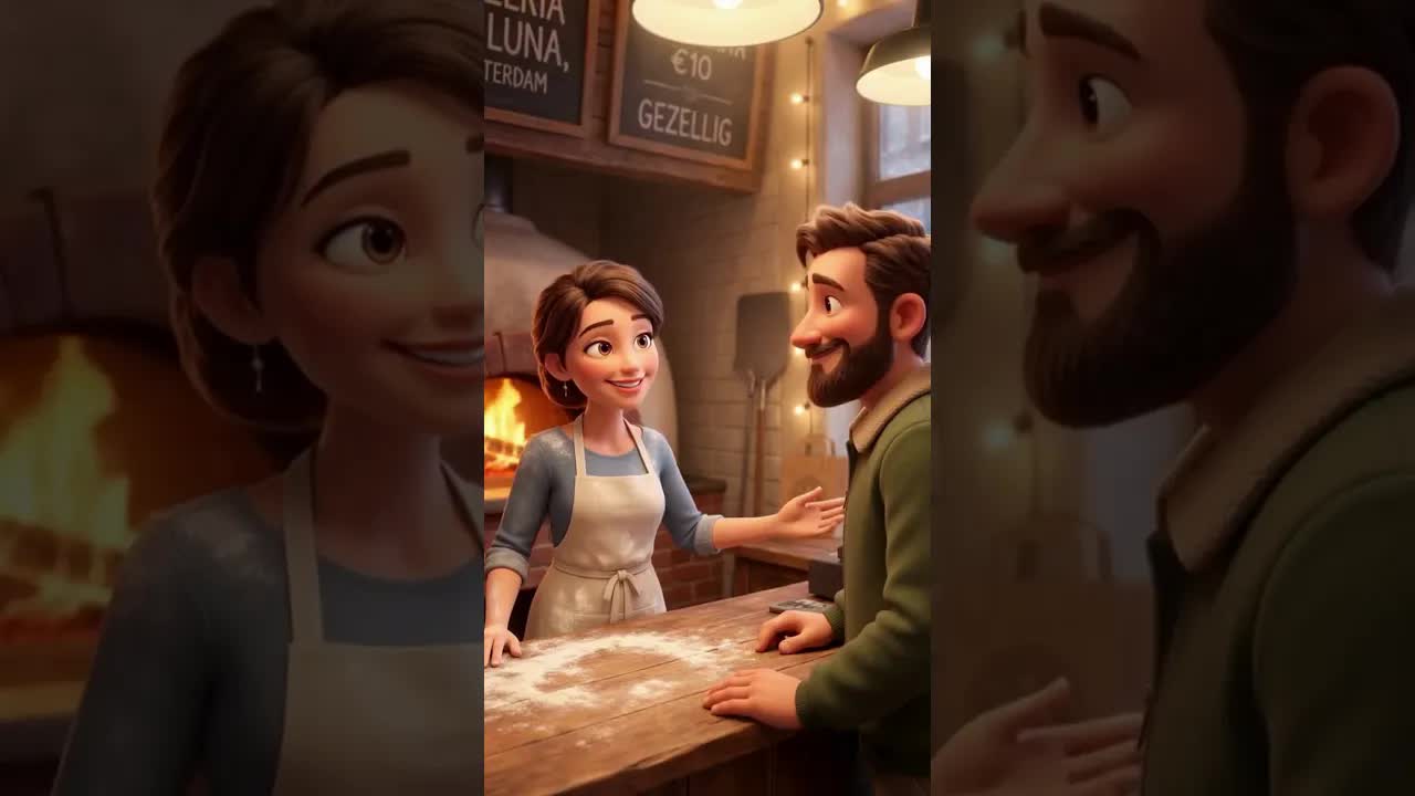 Pizza ophalen in een pizzeria