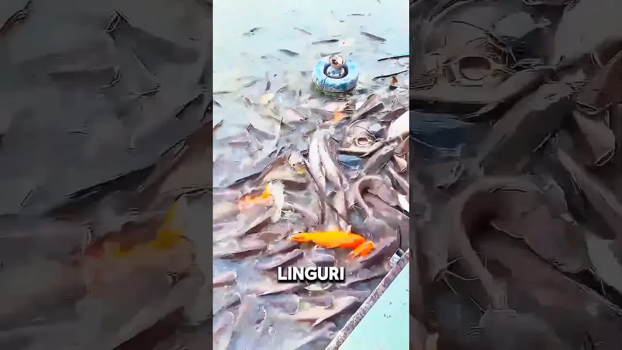 Băiatul care hrănește peștii cu o găleată