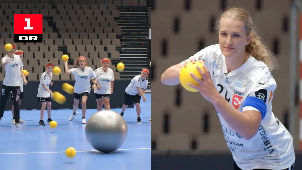 Professionel håndboldspiller mod lykkeliga hold