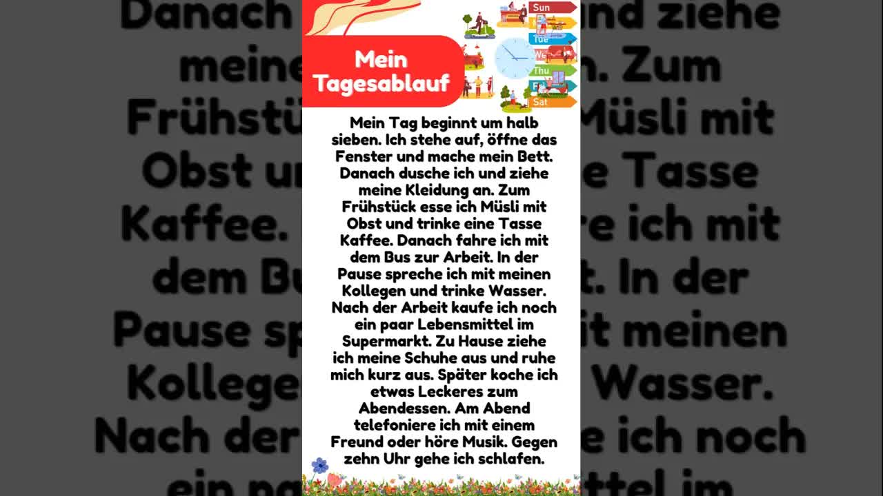 Mein Tagesablauf: Ein einfacher Alltag auf Deutsch