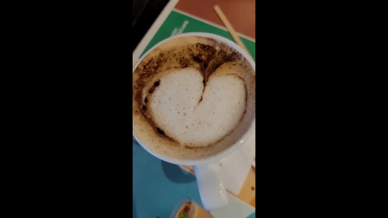 Trying cappuccino at Cafe Coffee Day Hyderabad