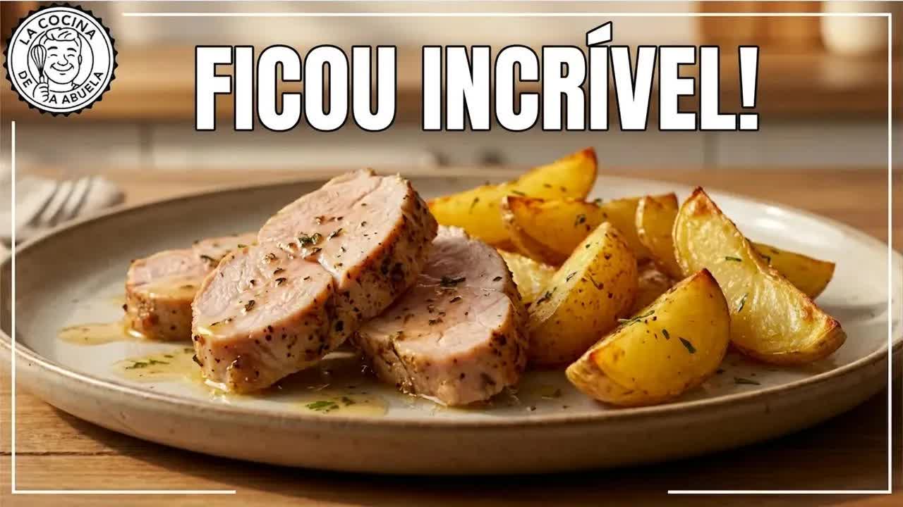 Filé de peru assado com batatas em 40 minutos