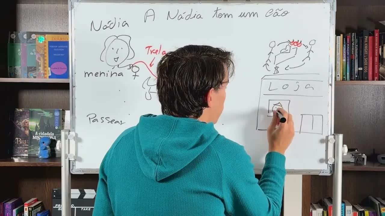 A Nádia e o seu cão na loja de animais