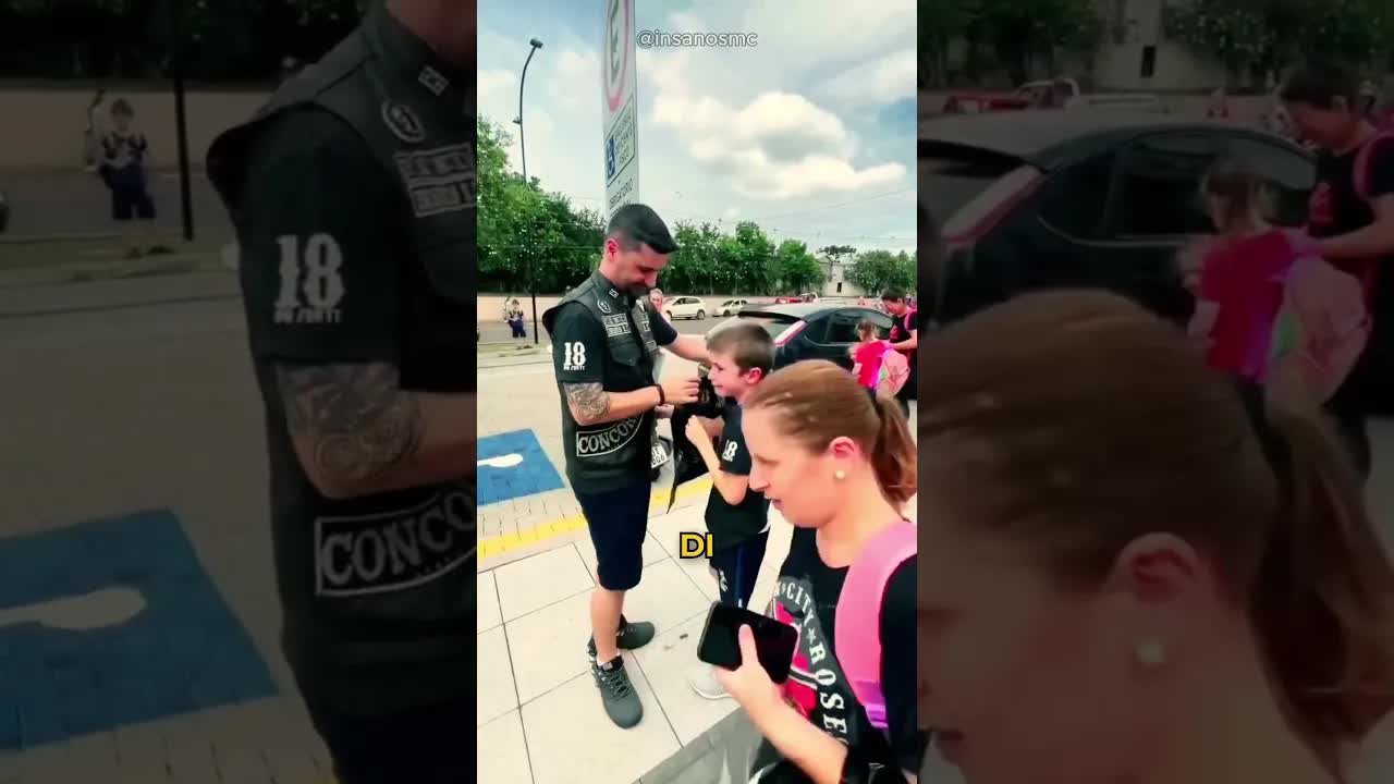 Il padre di un bambino bullizzato arriva con una gang di motociclisti