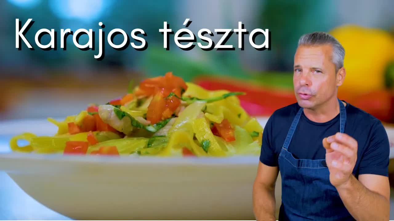 Friss tészta karajjal és zöldségekkel
