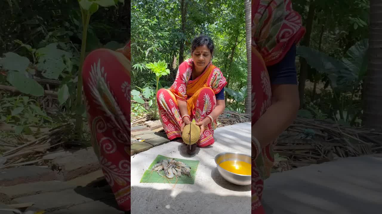 মায়ের হাতের এঁচোড় চিংড়ি রান্না