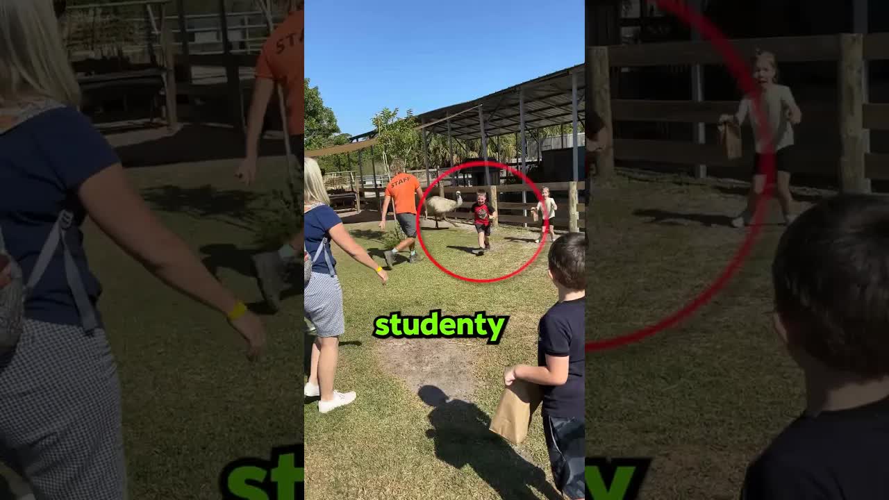 Emu na farmě vyděsil školáky