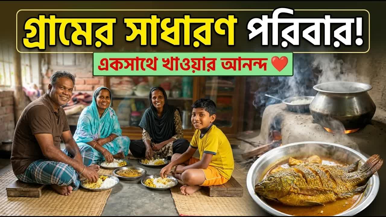 গ্রামের পরিবারের সকালের রান্না ও খাওয়া
